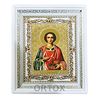 Икона великомученика и целителя Пантелеимона, 24х28 см, багетная рамка