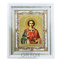 Икона великомученика и целителя Пантелеимона, 24х28 см, багетная рамка