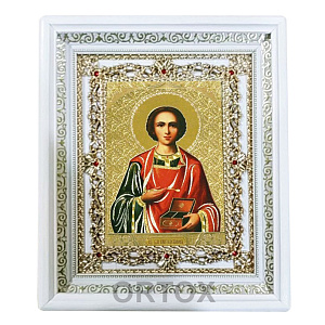 Икона великомученика и целителя Пантелеимона, 24х28 см, багетная рамка (багетная рамка)