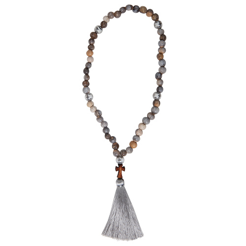 Четки из бусенника ("Слезы Богородицы") с разделителями, на 50 бусин фото 4