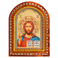 Икона настольная Спасителя "Господь Вседержитель", пластиковая рамка, 6,4х8,6 см, У-0838