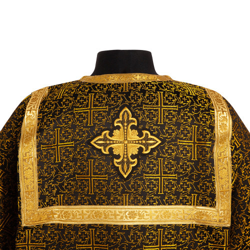 Стихарь алтарника, парча "Афон", черный с золотом фото 4