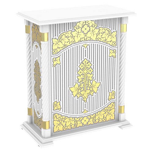 Подставка церковная "Суздальская" белый с золотом (поталь), тумба, резьба, 85х46х100 см