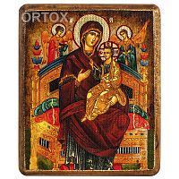Икона Божией Матери "Всецарица", 9,5х12,5 см, под старину, холст