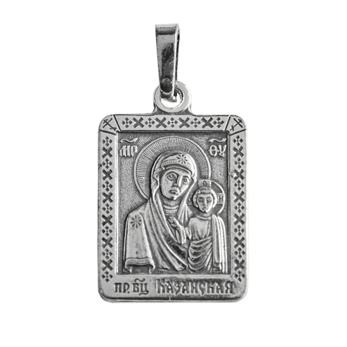Образок мельхиоровый с ликом Божией Матери "Казанская", серебрение