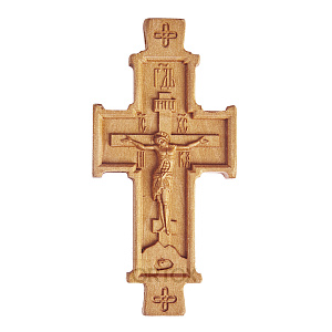 Крест параманный деревянный резной, 3,7х8 см (защитный лак)