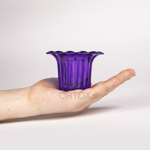 Стаканчик для лампадки "Ромашка", фиолетовый, высота 5,5 см, диаметр 8 см фото 4