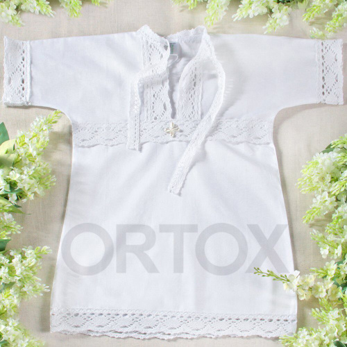 Комплект для крещения "Классика" белый: рубашка и чепчик, размер 62 фото 8