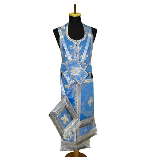 Иерейское облачение голубое с иконой Божией Матери "Казанская", парча фото 4 Иерейское облачение голубое с иконой Божией Матери "Казанская", парча фото 4