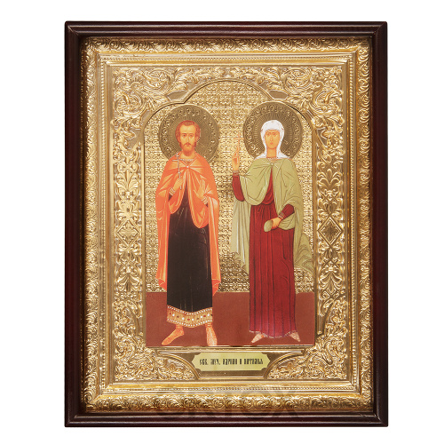 Икона большая храмовая мучеников Адриана и Наталии Никомидийских, прямая рама фото 2
