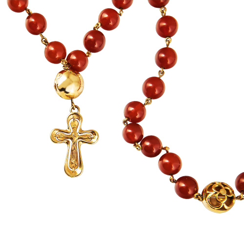 Четки из оникса с разделителями из ювелирного сплава с позолотой (100 бусин) фото 3