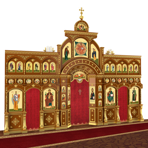 Иконостас "Рождественский" трехъярусный, цвет "кипарис" с золотом (поталь), 848,5х697х53 см фото 4