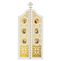Царские врата для "Благовещенского" иконостаса белые с золотом (патина), 100х233х10 см