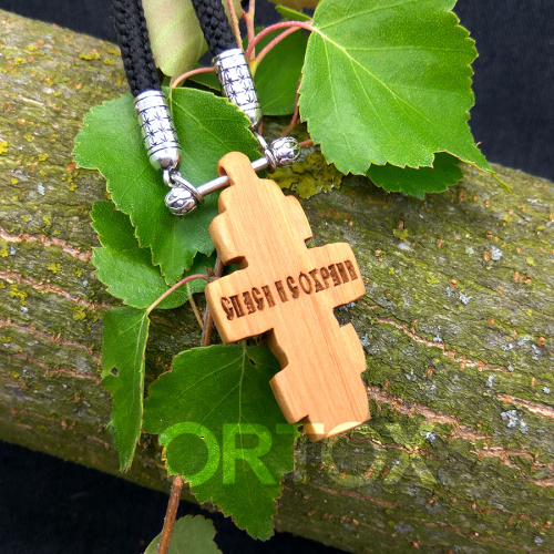 Деревянный нательный крестик «Голгофский малый» восьмиконечный, цвет светлый, высота 4,5 см фото 2