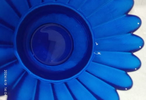 Стаканчик для лампады стеклянный рифленый синий, У-1104 фото 3