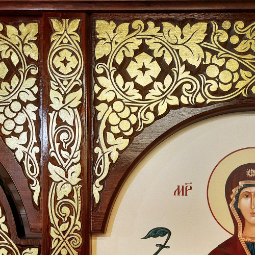 Иконостас деревянный "Суздальский" одноярусный, цвет "кипарис с золотом", 608х378х25,4 см фото 9