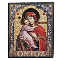 Икона Божией Матери "Владимирская", 10х12 см, бумага, УФ-лак