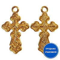 Нательный крестик №42, цвет "под золото", металл, 1,5х2,5 см (упаковка 50 шт.)