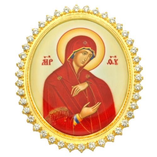 Накладки на митру (комплект из 4 штук) из ювелирного сплава в позолоте, с фианитами, №31 фото 4