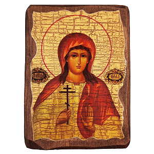 Икона мученицы Аллы Готфской, 6,5х9 см, под старину (береза)