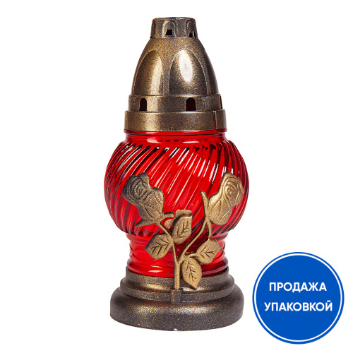 Лампада неугасимая (фонарик) "Роза" красная, высота 17,3 см (упаковка 10 шт.)