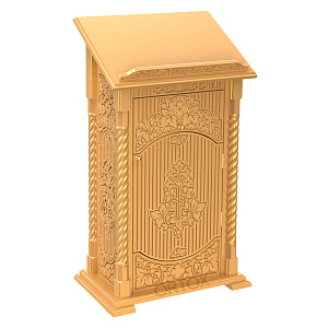 Аналой центральный "Суздальский" позолоченный, резьба (краска, с дверкой и ящиком, 70х46х130 см)