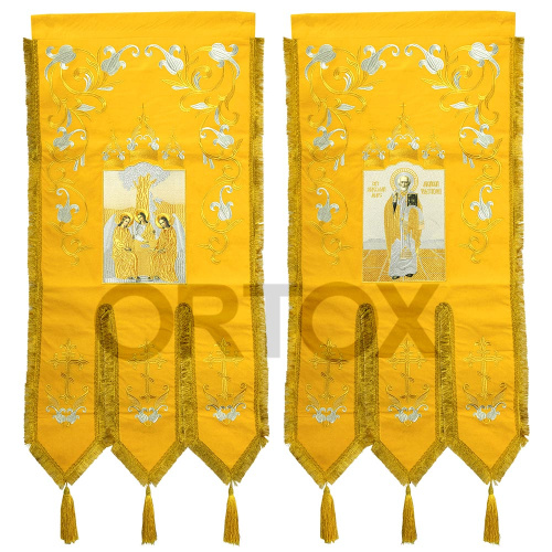 Хоругви вышитые желтые "Триединые", комплект, 65х130 см фото 2