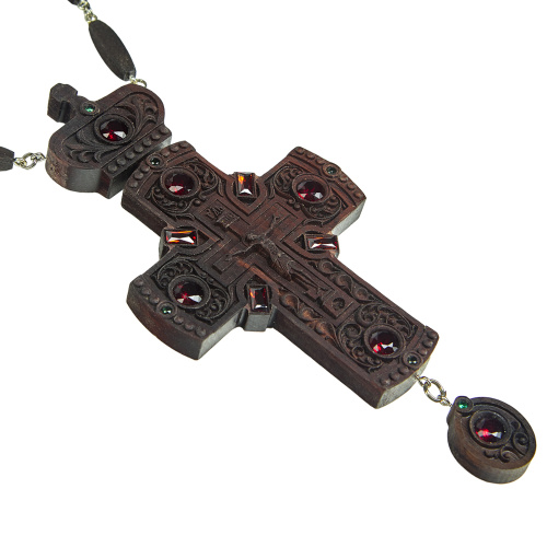Крест наперсный "Наградной" деревянный резной, с цепью, 7,7х17,9 см фото 7