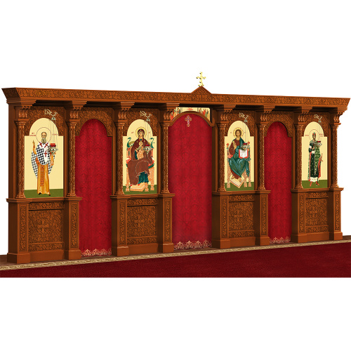 Иконостас деревянный резной "Владимирский" одноярусный, цвет "кипарис", 690х282х40 см №2 фото 3