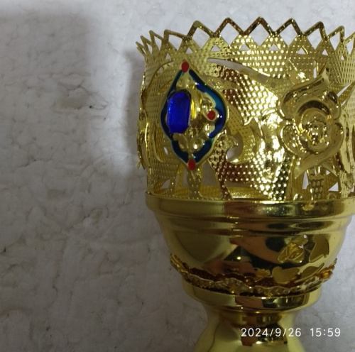 Лампада настольная, цинковый сплав, камни, цвет "под золото", 9х16 см, №2, У 55-0257 фото 4