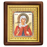 Икона мученицы Валентины Кесарийской, 18х20 см, деревянный киот