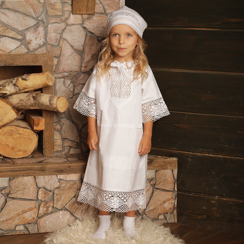 Рубашка для крещения "Лучик" белая из бязи, размер в ассортименте фото 3