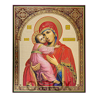 Икона Божией Матери "Владимирская", 15х18 см, бумага, УФ-лак №4