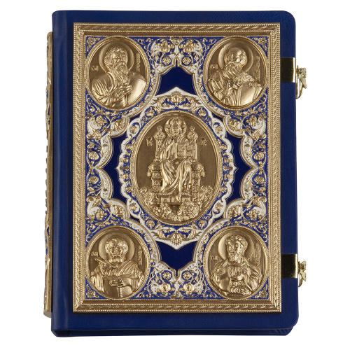 Апостол синий, оклад "под золото", кожа, эмаль, 23х30 см фото 7 Апостол синий, оклад "под золото", кожа, эмаль, 23х30 см фото 7
