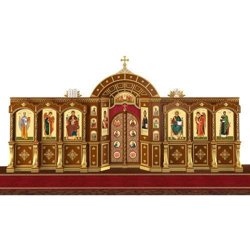 Иконостас "Рождественский" одноярусный, цвет "кипарис" с золотом (поталь), 848,5х426х53 см фото 2