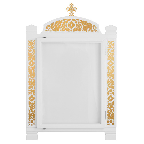 Киот настенный "Суздальский" белый с золотом (поталь), один модуль фото 4 Киот настенный "Суздальский" белый с золотом (поталь), один модуль фото 4