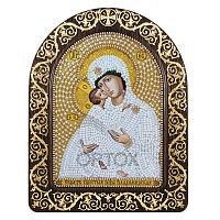 Набор для вышивания бисером "Икона Божией Матери "Владимирская", 13,5х17 см, с фигурной рамкой