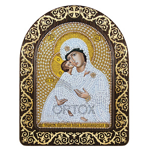 Набор для вышивания бисером "Икона Божией Матери "Владимирская", 13,5х17 см, с фигурной рамкой (7 цветов бисера)