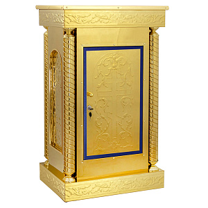 Жертвенник малый, чеканка, с дверкой, узкий, 60х40х100 см (синяя ткань)