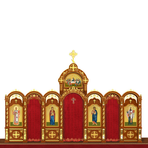 Иконостас "Благовещенский" одноярусный, цвет "кипарис" с золотом, 664х449х28 см фото 4