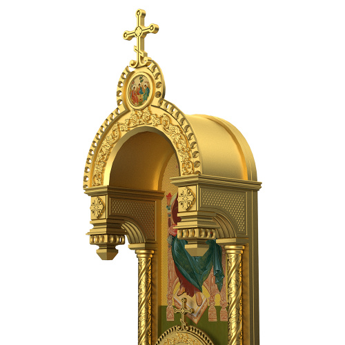 Архиерейский трон с сенью "Романовский", цвет "золото", 113х89х351 см фото 6