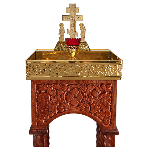 Панихидный стол песковой "Суздальский", цвет "кипарис", колонны, резьба, 40х40х100 см фото 7
