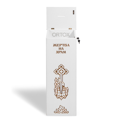 Ящик для пожертвований "Суздальский" напольный наклонный, цвет "белый с патиной", 25х35х100 см фото 4