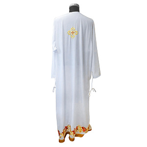 Подризник белый с рисунком "Роза", мокрый шелк, вышивка (мокрый шелк)