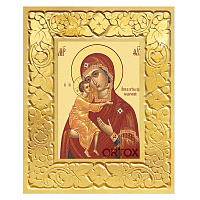 Икона Божией Матери "Феодоровская" в резной позолоченной рамке, поталь, ширина рамки 12 см