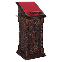Аналой боковой "Ивановский" темный, без дверки, красная ткань, 50х50х120 см