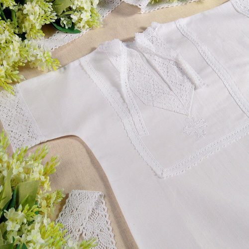 Рубашка для крещения "Лучик" белая из бязи, размер в ассортименте фото 9