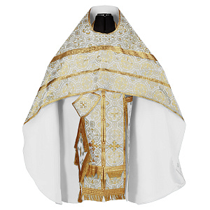 Иерейское облачение, шелк "Горненский", белое с золотом (размер 56, другой рост)
