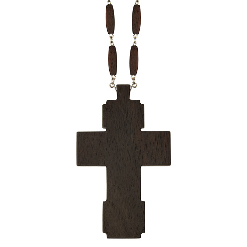 Крест наперсный деревянный резной, с цепью, 7х11,7 см фото 5