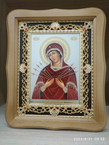 Икона Божией Матери "Семистрельная", 22х27 см, фигурная багетная рамка, У-0156 фото 2
